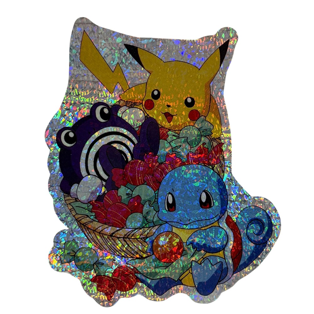 Pikachu Squirtle Poliwhirl Prismatic Holographic Sticker Candy Basket 5 inch